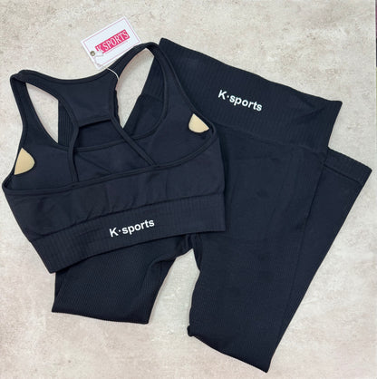 Conjunto set seamless Top + Leggins - BLACK