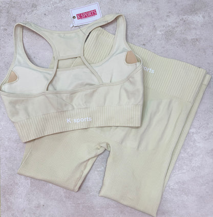 Conjunto set seamless Top + Leggins - vainilla