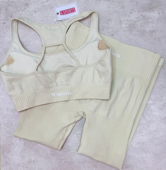 Conjunto set seamless Top + Leggins - vainilla